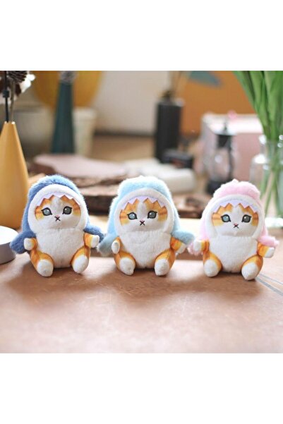 Pufline Köpek Balığı Kostümü Giymiş Kedi Peluş Oyuncak
