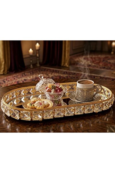 Kerem Hediyelik Lüks Kristal Taşlı Baton Organizer 32cm Gold