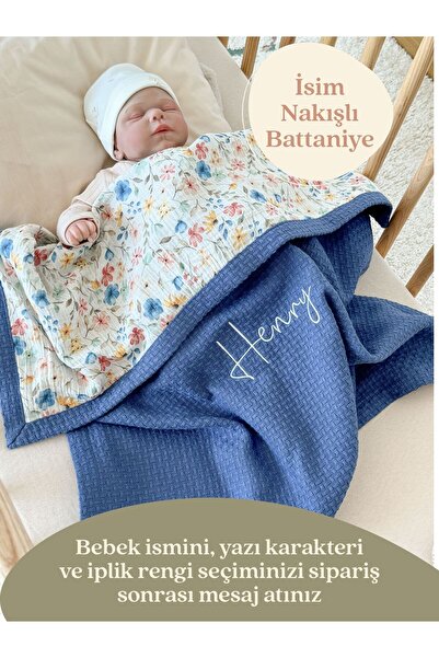 Mouliss %100 Pamuk Waffle Yumuşak Dokulu Bebek Battaniyesi 80x75 cm - Kişiye ...