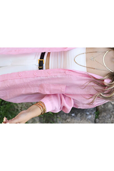 bytugcekaya Блуза от вискоза в светлорозов цвят, стандартен размер