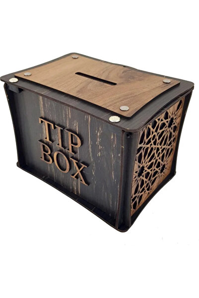 KUMİ El Yapımı Dikdörtgen Ahşap Bahşiş Kutusu Sandık Tip Box Kumbara Tibbox H...