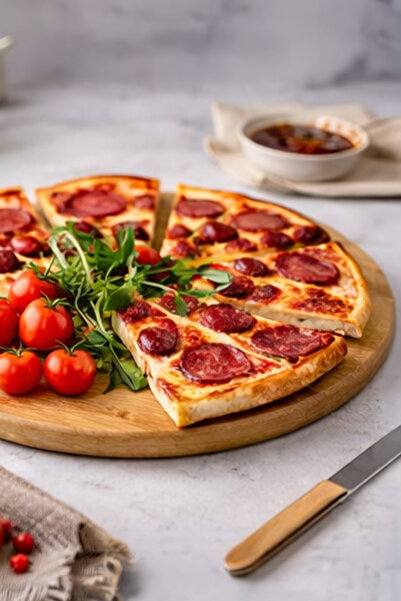 OneHouse Bambu 30 Cm Yuvarlak Pasta Pizza Sunum Tabağı Kahvaltılık