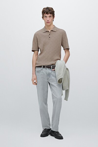 Massimo Dutti Kısa kollu pamuklu triko polo yaka kazak