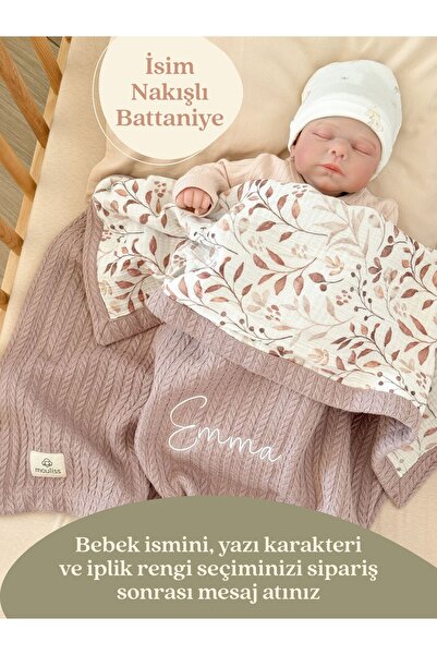 Mouliss %100 Pamuk Waffle Yumuşak Dokulu Bebek Battaniyesi 80x75 cm - Kişiye ...