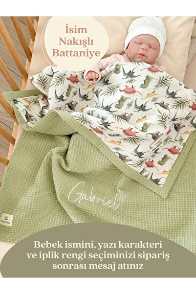 Mouliss %100 Pamuk Waffle Yumuşak Dokulu Bebek Battaniyesi 80x75 cm - Kişiye ...