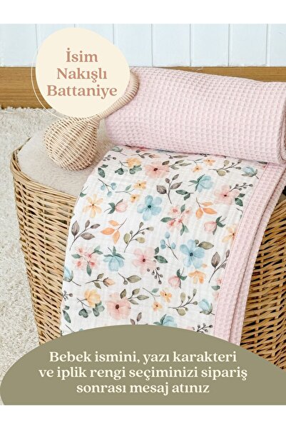 Mouliss %100 Pamuk Waffle Yumuşak Dokulu Bebek Battaniyesi 80x75 cm - Kişiye ...