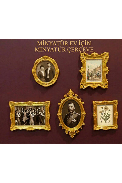 LUBIKO STUDIO 5'li Mini Altın Varaklı Çerçeve Seti Sevgililer Günü Mini Müze ...