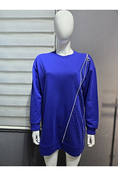 Meridosto çiçek nakışlı kot detaylı tunik