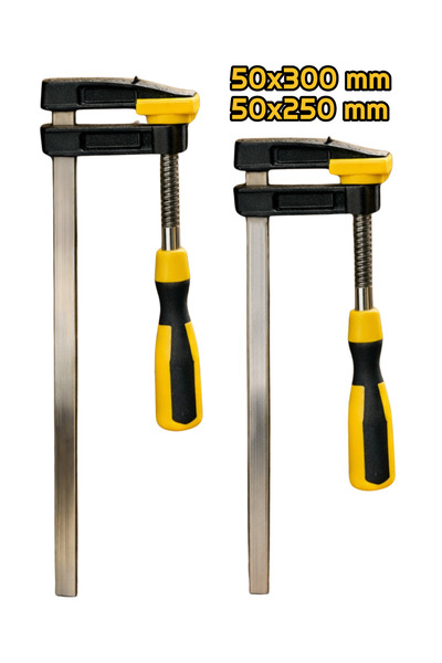 DepoMega 2 Adet F Tipi İşkence 50x300mm ve 50x250 mm Fiber Saplı Mengene