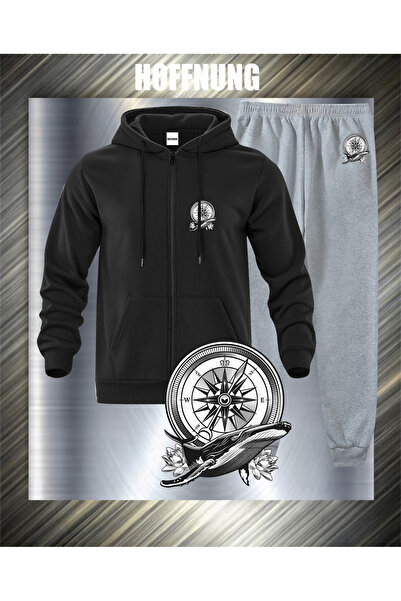 HOFFNUNG Set de trening unisex cu fermoar complet ANCHOR AND COMPASS cu glugă...