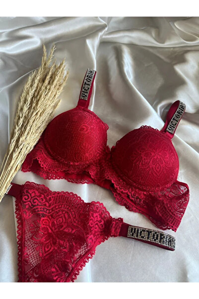 MODELLİFE Set de lenjerie de corp din dantelă, cauciuc, pietre, sârmă, căptuș...