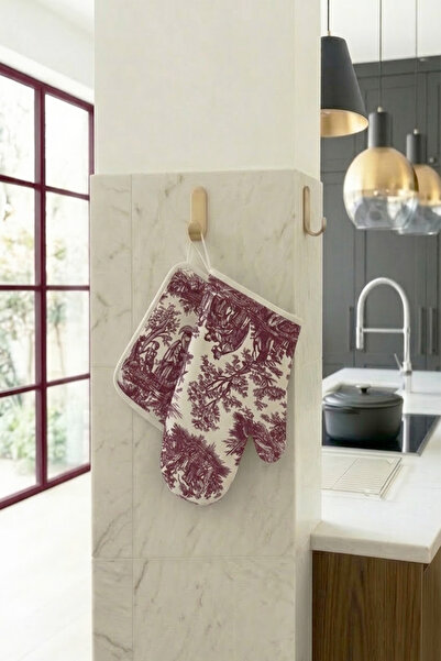 DEKOMOD 2-Piece Kitchen Glove Set French Country Pattern Thermally Insulated ...