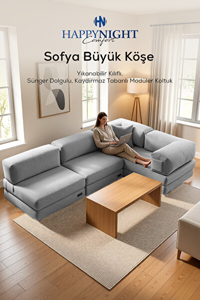 HAPPYNIGHT Sofya Büyük Köşe | Aktivite Koltuğu | Oyun Koltuğu | Sünger Koltuk...