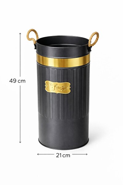Turkco Lüks Altın Detaylı Dekoratif Metal Şemsiyelik, 22x22x55cm – Evinizin Ş...