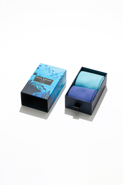Paul Kenzie Pachet de 2 șosete unisex cu logo broderie - Personaje Eco - Ocean