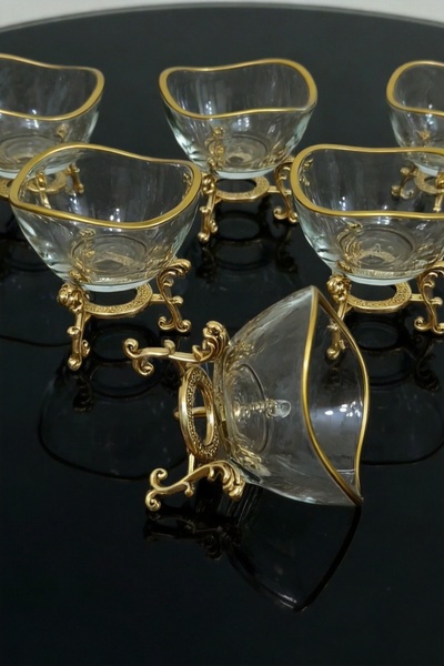 Elta Collection 6 lı Lüx Kahve Yanı Mini Lokumluk Şekerlik Sosluk Reçellik Çe...