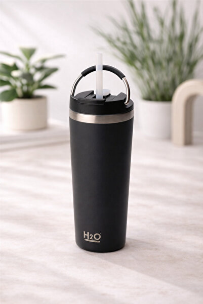H2O Termos Pipetli Kupa * Siyah 660 ML.