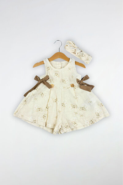 Globaby Floral Patterned Bandana Girl Jumpsuit
