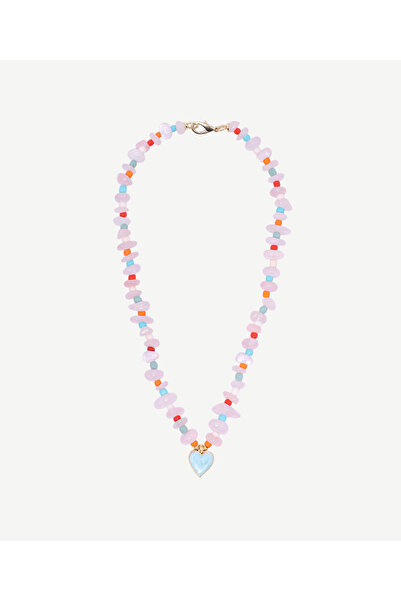 Yargıcı Pembe Kuvars Ve Cam Taşlı Kolye