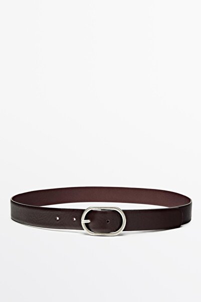Massimo Dutti Oval buckle belt in nappa leather