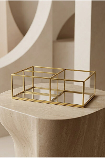 EsaDesign Xl Üç Bölmeli Gold Mücevher Aksesuar Kutusu