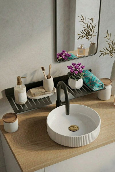 wiesmann Siyah Metal Yapışkanlı Lavabo Mutfak Düzenleyici Raf Mutfak Lavabo O...