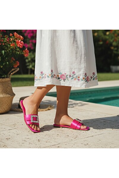 OEM Papuci pentru dama cu aplicatii cristale decorative, din material textil,...