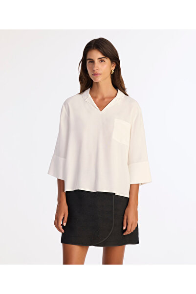 Yargıcı Regular Shirt Collar 3/4 Sleeve Blouse