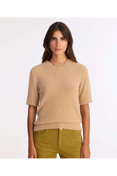 Yargıcı Regular Stand Collar Short Sleeve Sweater