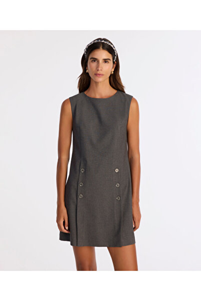 Yargıcı A Form Bisiklet Yaka Kolsuz Elbise