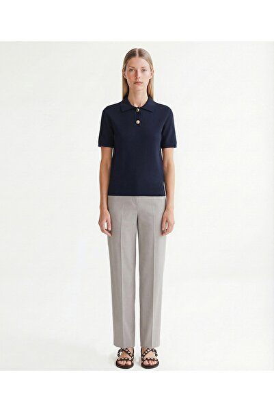 Yargıcı Cropped Polo Collar Short Sleeve Sweater