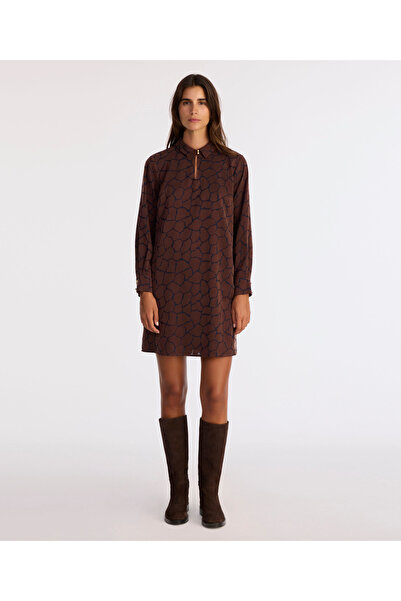 Yargıcı A Form Shirt Collar Long Sleeve Dress