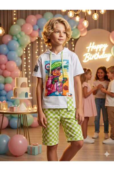 Hilal Akıncı Kids Tricou cu glugă cu imprimeu pentru ciclism pentru băieți, p...