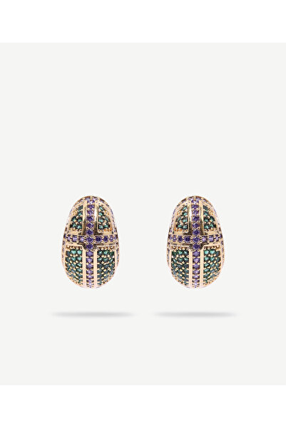 Yargıcı İki Renkli Cam Taşlı Küpe