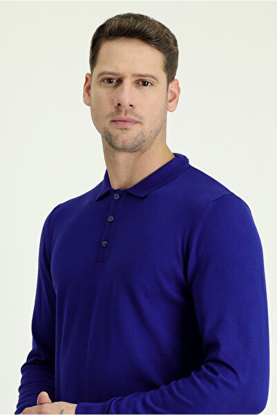 Kiğılı Pulover din bumbac cu guler polo, cu croiala regulata