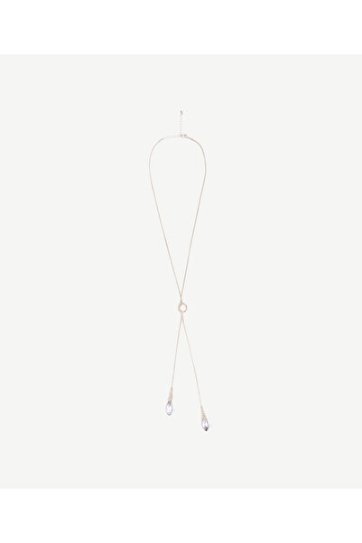 Yargıcı Cam Taş Detaylı Uzun Kolye