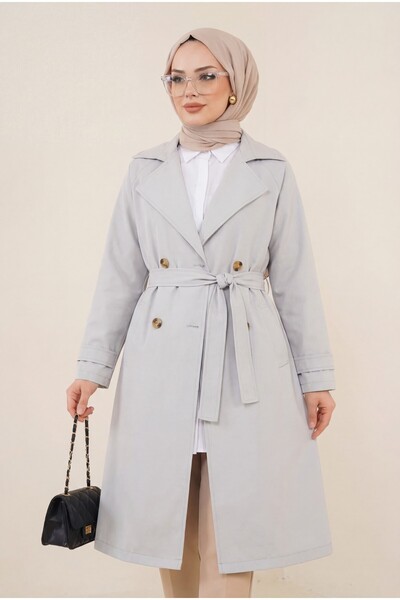 HİJABAYA Μπολερό Λεπτομερής Ζωγραφισμένη Καμπαρντίνα με Ζώνη