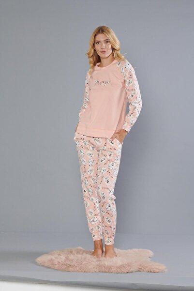 DOWRY Women's Cotton Cute Pattern Long Sleeve Winter Pajamas Set 09-274