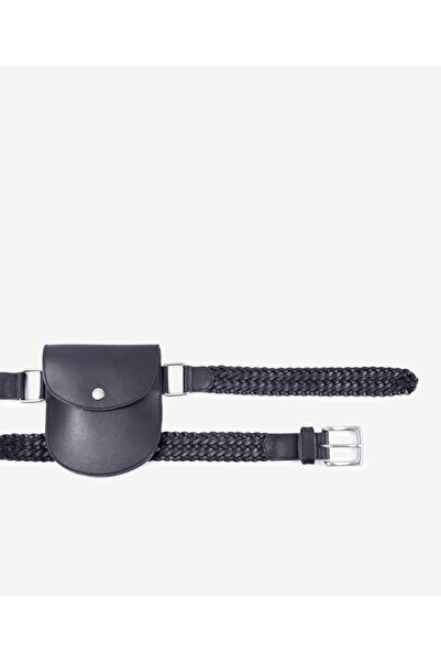 Yargıcı Leather Knitted Waist Belt with Bag Detail