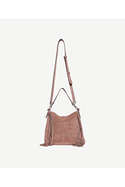 Yargıcı Dikiş Detaylı Süet Omuz Çantası