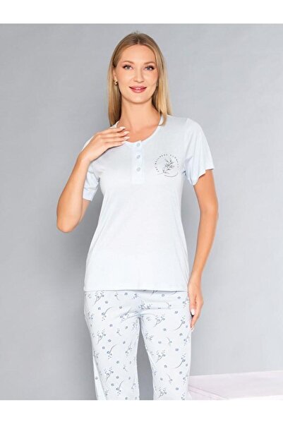 Poppy Short Sleeve Placket Pajama Set - Summer Floral Pattern Soft Milan Fabr...