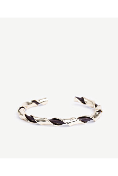 Yargıcı Deri Detaylı Cuff Bileklik