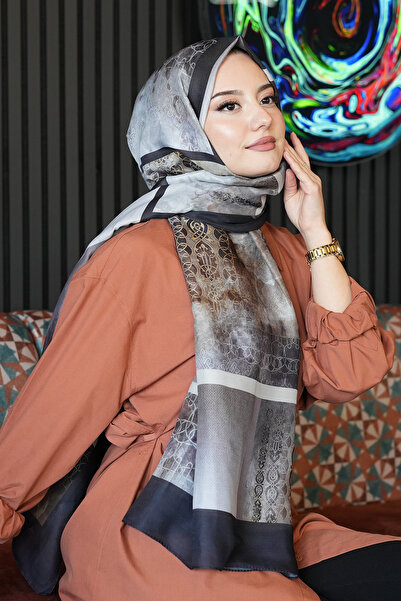 AFVENTE شال من القطن الناعم بنمط الفسيفساء باللون الوردي الداكن