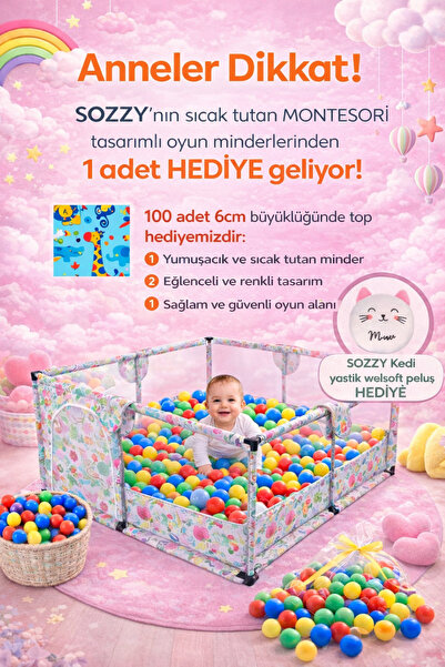 Sozzy Kız Bebek ve Çocuk Oyun Alanı – Kaymaz Yumuşak Oyun Matı – Güvenli Oyun...