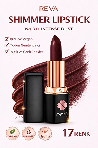 REVA Shimmer Lipstick Intense Rust - Işıltı Ruj - 4 gr - No: 911 - Vegan & Te...