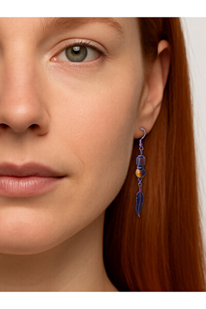 ayrestyle Tiger Eye and Hematite Stone Eagle Feather Detailed Copper Color Da...