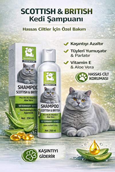 Nanbell Scottish Ve British Kedilere Özel Şampuan 250 Ml