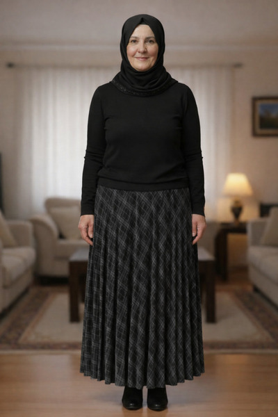 ARG Kaşe Ekoseli Standart Beden Etek