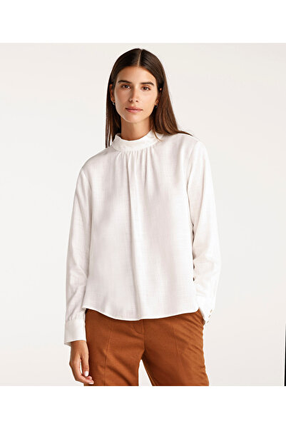 Yargıcı Shirring Detailed Stand Collar Blouse