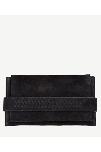 Yargıcı Leather Suede Knitted Detailed Clucth